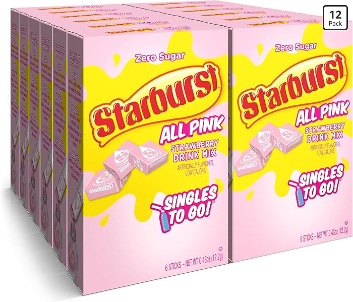 Starburst Singles To Go Powdered Drink Mix, All Pink Strawberry, 12 Boxes with 6 Packets Each - 7... | Amazon (US)