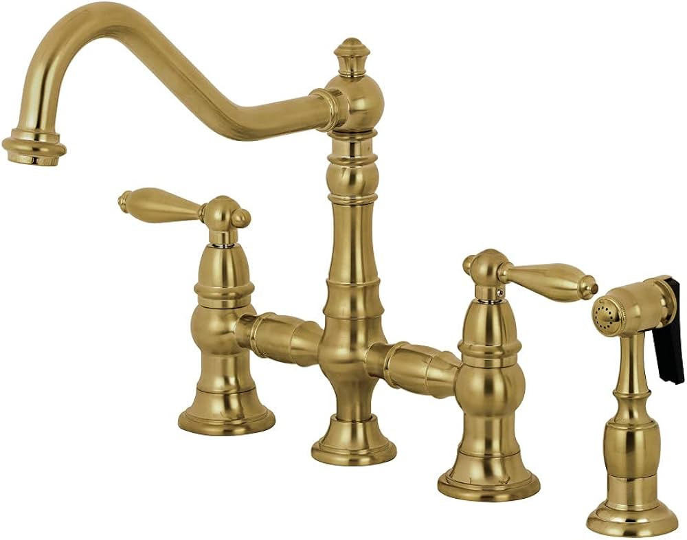 Kingston Brass KS3277ALBS Kitchen Faucet with Side Sprayer, Brushed Brass, 13.06 x 14.06 x 9.44 | Amazon (US)