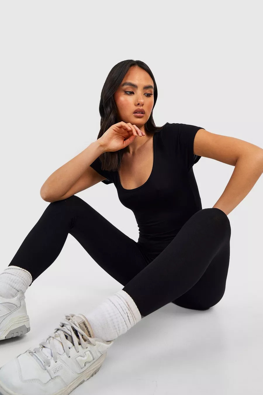 Basic Scoop Neck Cap Sleeve Unitard Jumpsuit | Boohoo.com (UK & IE)