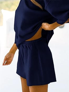 Tankaneo Womens Pajama Sets 3/4 Sleeve Oversized Tops & Loose Fit Shorts Lounge Set with Pockets ... | Amazon (US)