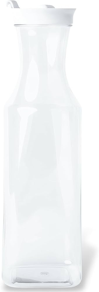 Square Clear Plastic Pitcher 54oz with White Lid - 1 Count | Elegant Serveware Perfect for Partie... | Amazon (US)