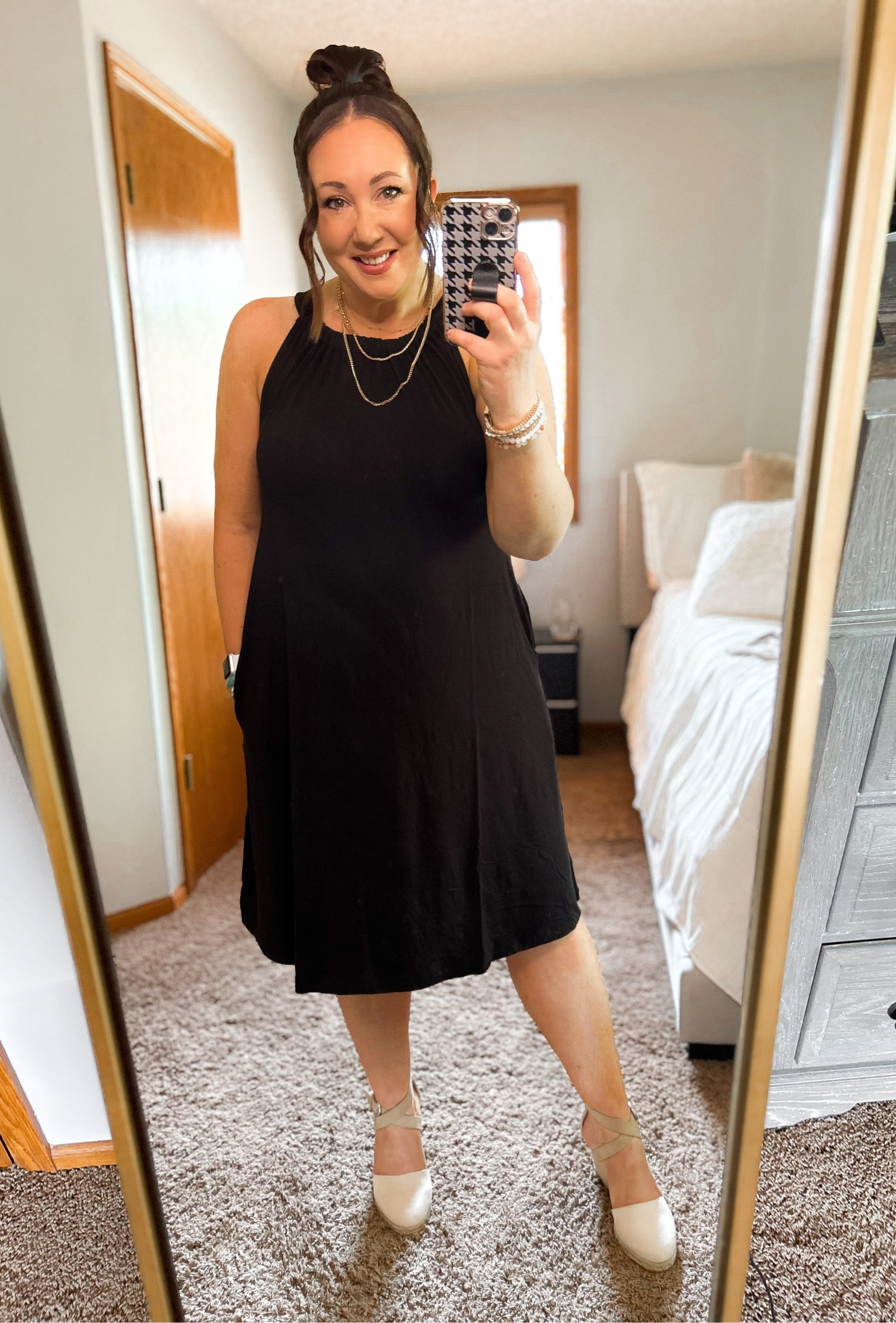 time and tru black dress Time and Tru Women's and Womens Plus Cotton Swing Dress with Short Sleeves, Sizes Xs-4x, Size: Small, Black