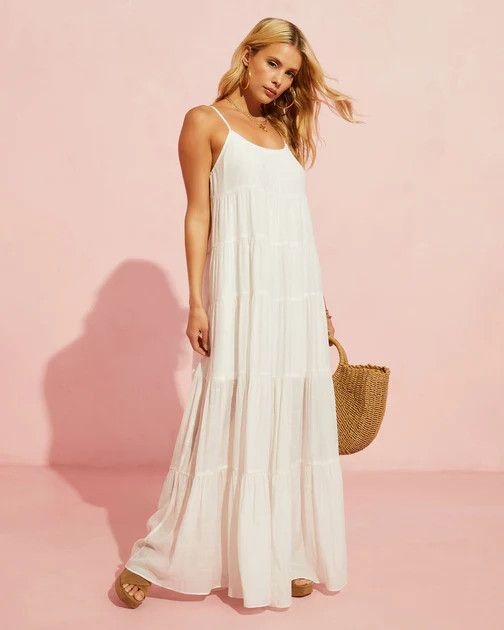 Plume Tiered Maxi Dress - White | VICI