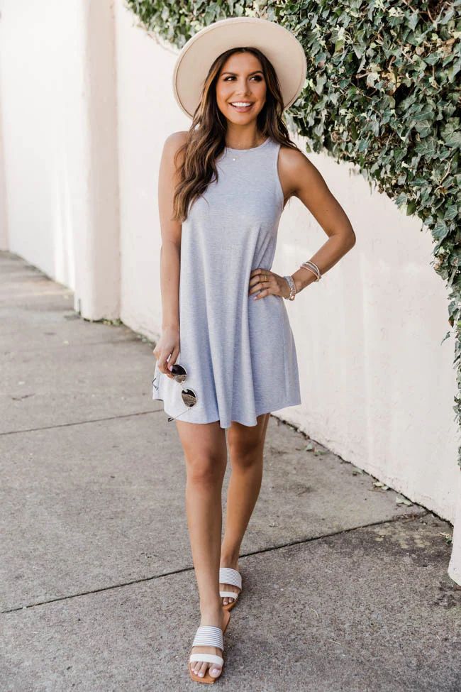 Unbreakable Love Grey Ribbed Tank Dress | Pink Lily