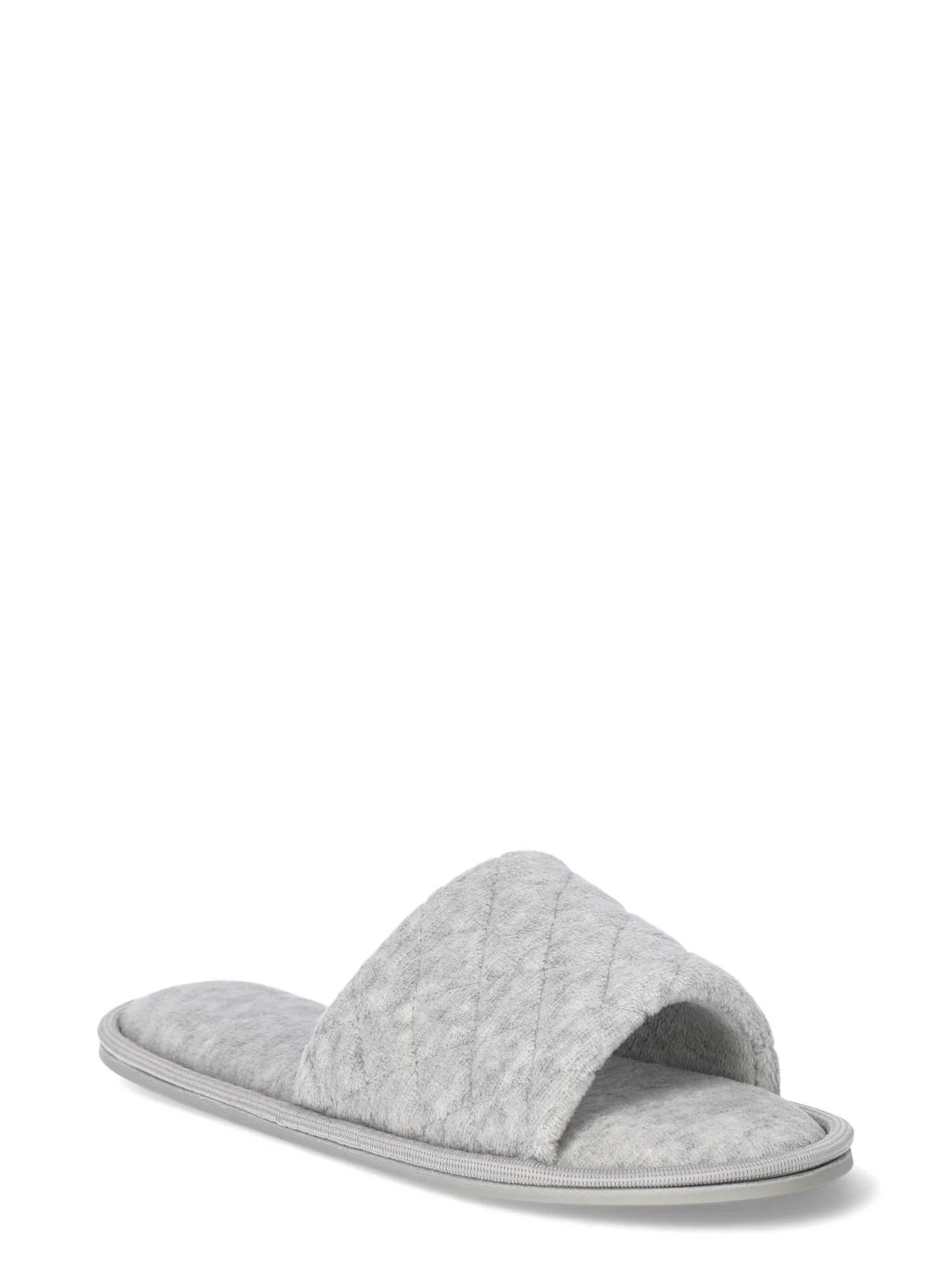 Joyspun Women's Quilted Single Band Slide Slippers, Wide-Width Available | Walmart (US)