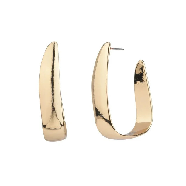 Time and Tru Women's Gold Wide Square Hoop Earring | Walmart (US)