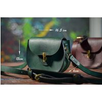 Green Leather Crossbody Bag, Round Mini Pouch, Shoulder Bag For Women, Small Crossbody, Everyday Saddle | Etsy (US)