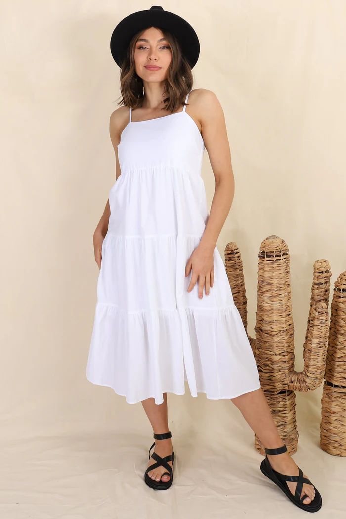 Ivete Midi Dress - White | Salty Crush