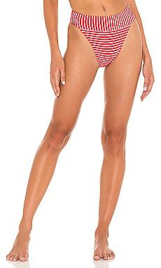Seafolly Seaside Stripe Banded High Rise Bikini Bottom in Chilli from Revolve.com | Revolve Clothing (Global)