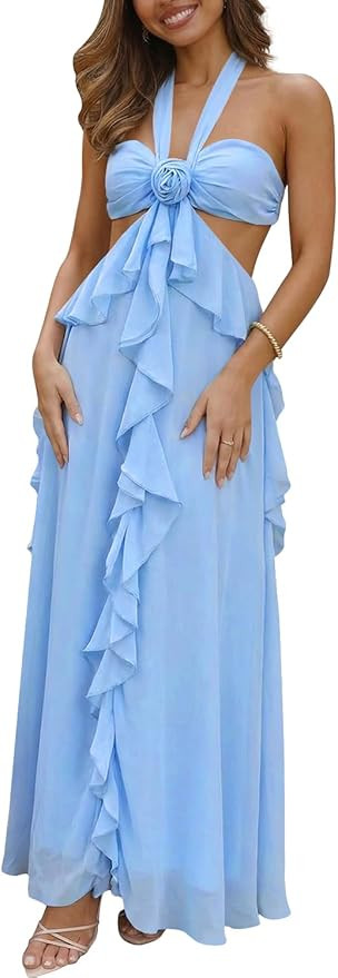 Naggoo Long Beach Wedding Dress Ladies Midimaxi Sundress for Trip Vacay Dinner Outfit Italian Dre... | Amazon (US)