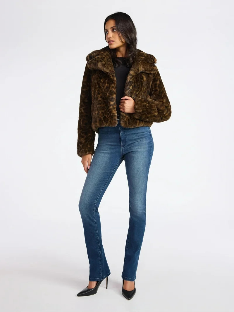 Sofia by Sofia Vergara Women's and Women's Plus Size Faux Fur Chubby Jacket, Sizes XS-4X | Walmart (US)