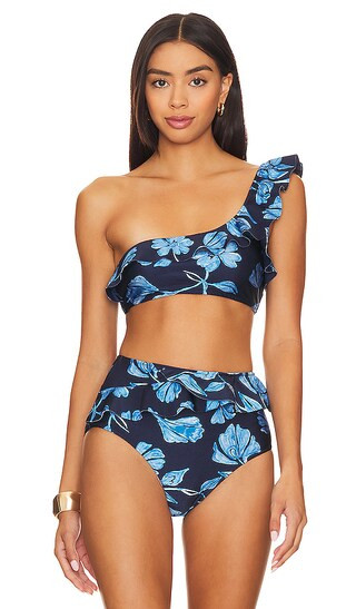 Nightflower One Shoulder Bikini Top in Indigo | Revolve Clothing (Global)