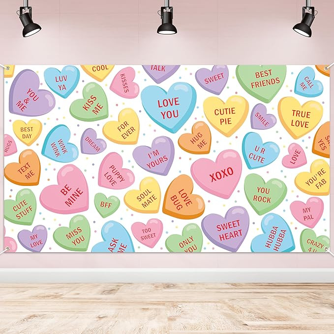 WATINC Xtralarge Valentine’s Day Conversation Heart Backdrop Banner Decoration, Romantic Love B... | Amazon (US)