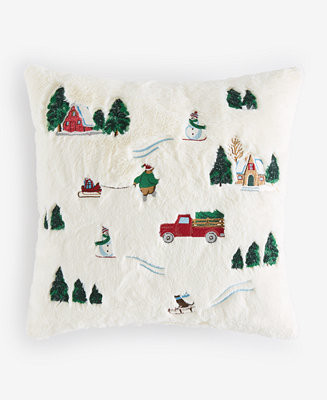 Holiday Lane Snow Village Decorative Pillow, 20" x 20", Exclusively for Macy's  - Macy's | Macy's