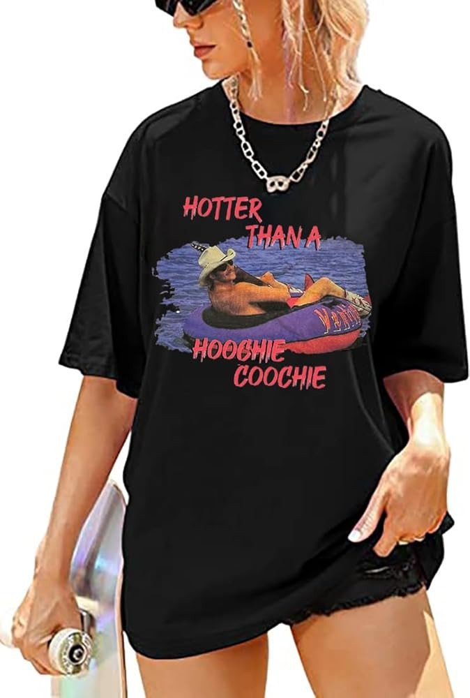 Hotter Than a Hoochie Coochie Oversized T Shirt Women Summer Beach Vacation Tops Vintage Graphic ... | Amazon (US)
