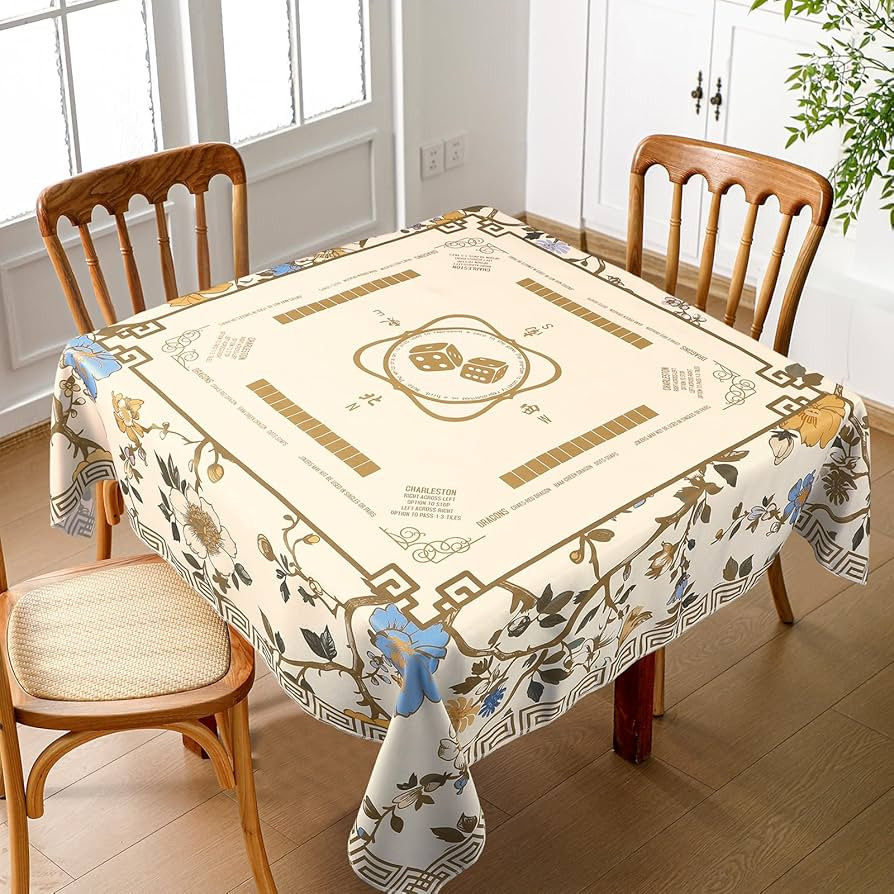 Oudain Chinoiserie Mahjong Tablecloth Florals Card Table Cloth 55x 55 Inch Square Tablecloth Game... | Amazon (US)