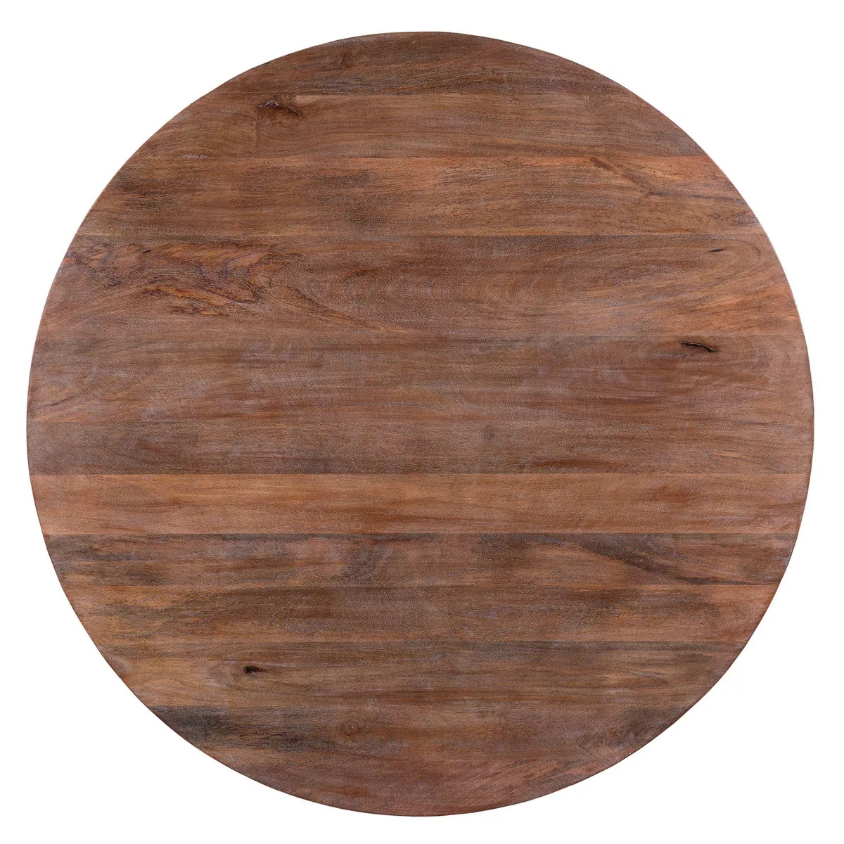 The Urban Port 48" Handcarved Drum Shape Round Top Mango Wood Coffee Table Distressed Brown: Stur... | Target