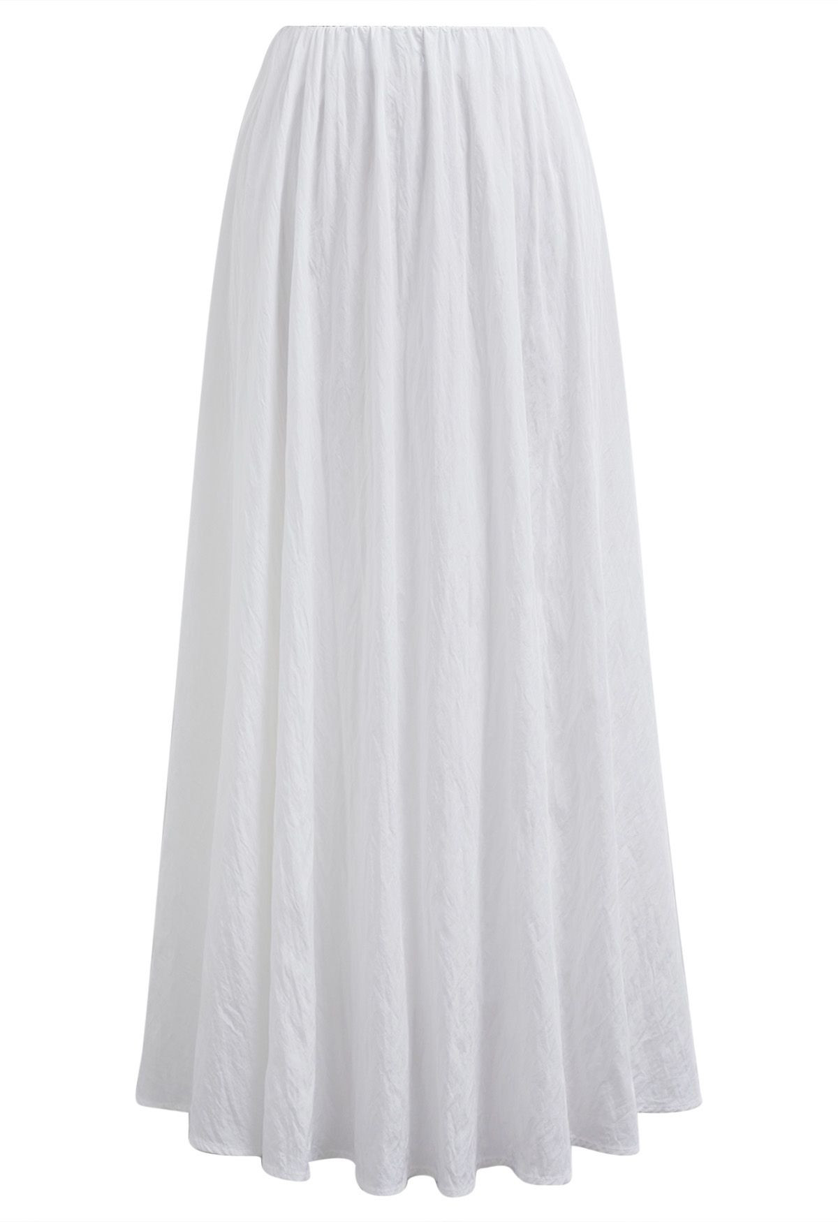 Graceful Breeze Elastic Waist Maxi Skirt in White | Chicwish