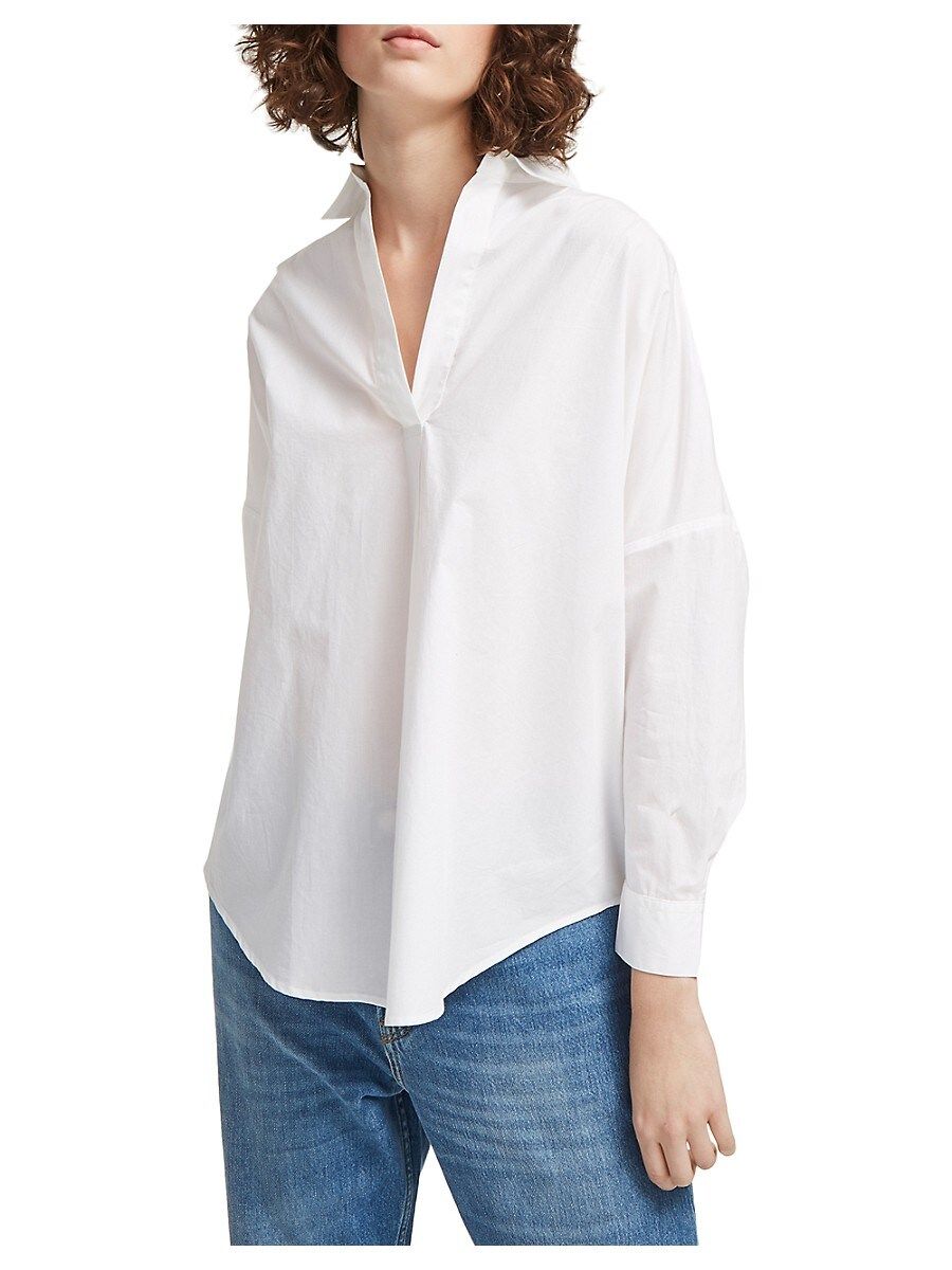French Connection Women's Rhodes Oversized Poplin Cotton Top - Linen White - Size L | Saks Fifth Avenue OFF 5TH