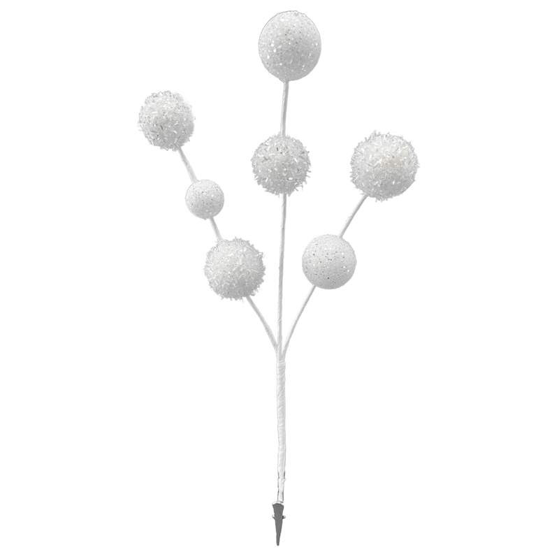 White Tinsel Ball Group Pick, 12" | At Home