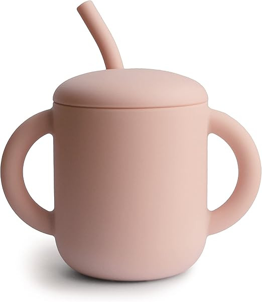 mushie 100% Silicone Training Cup & Straw for Toddlers | 6 Months+ (Blush) 6 fl oz | Amazon (US)