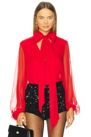 Bardot Solace Tie Front Blouse in Deep Red from Revolve.com | Revolve Clothing (Global)