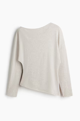 H & M - Asymmetric Jersey Top - Beige | H&M (US + CA)