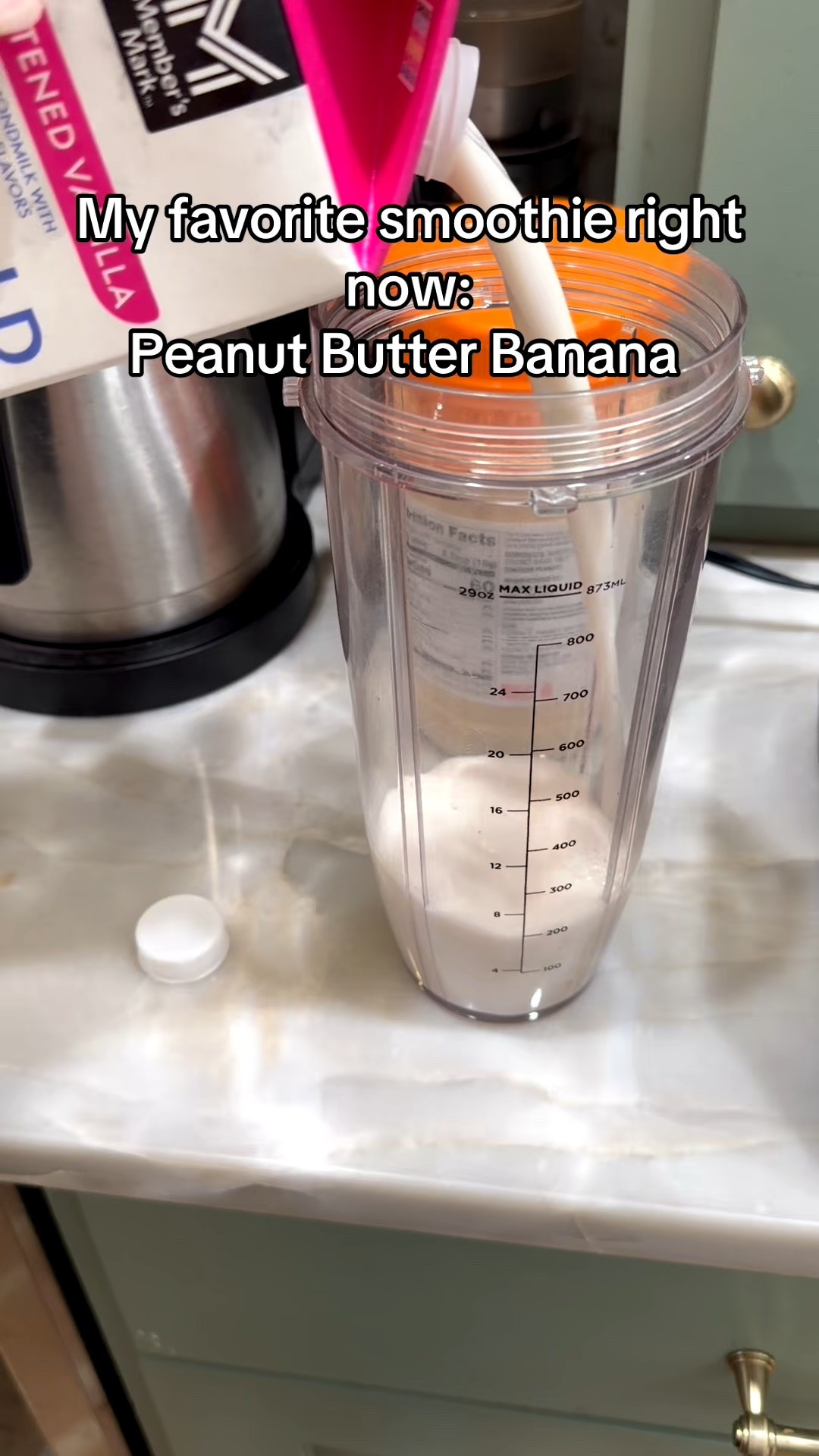 My favorite smoothie:
Almond milk, peanut butter protein powder, collagen peptides, frozen bananas, and a pretty glass drink blended up with my Ninja blender!
#proteinsmoothie #smoothie #ninjablender #proteinpowder 

#LTKfoodie #LTKmomlife #LTKdayinmylife