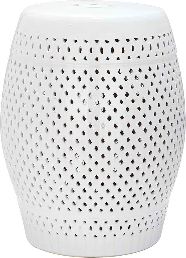 Safavieh Diamond Ceramic Decorative Garden Stool, White | Amazon (US)