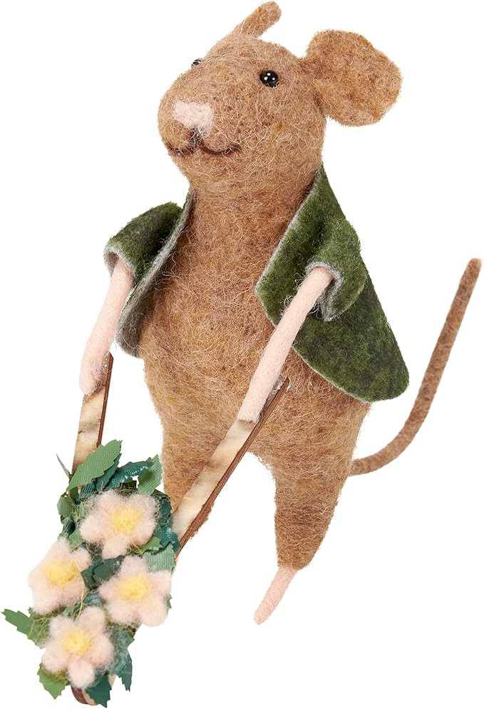 Primitives by Kathy Gardening Mouse Collectible Critter, pushing spring flower filled wheelbarrow... | Amazon (US)