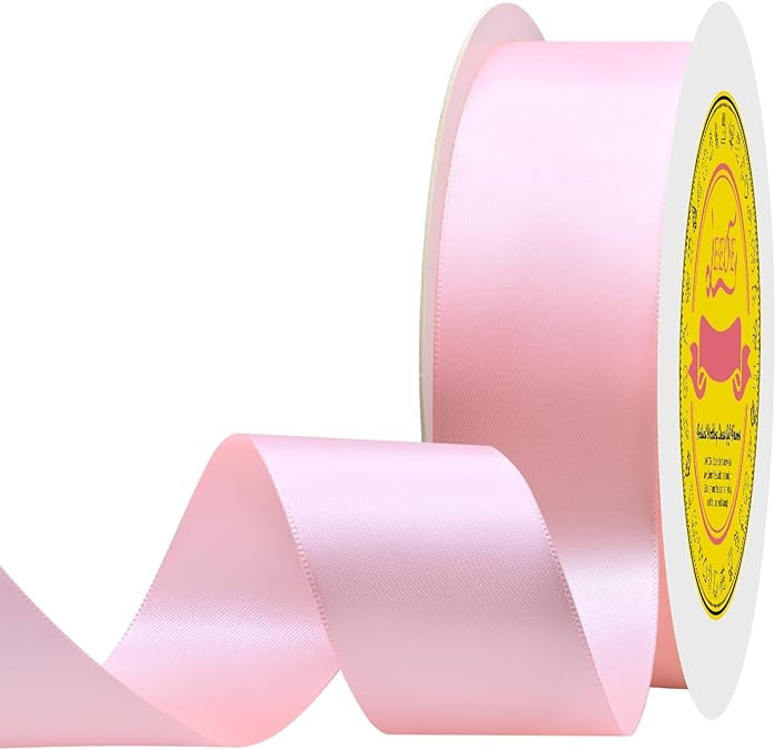 Double Face Lt.Pink Satin Ribbon 1-1/2 inch X 50 Yards Polyester Lt.Pink Ribbon for Gift Wrapping... | Amazon (US)