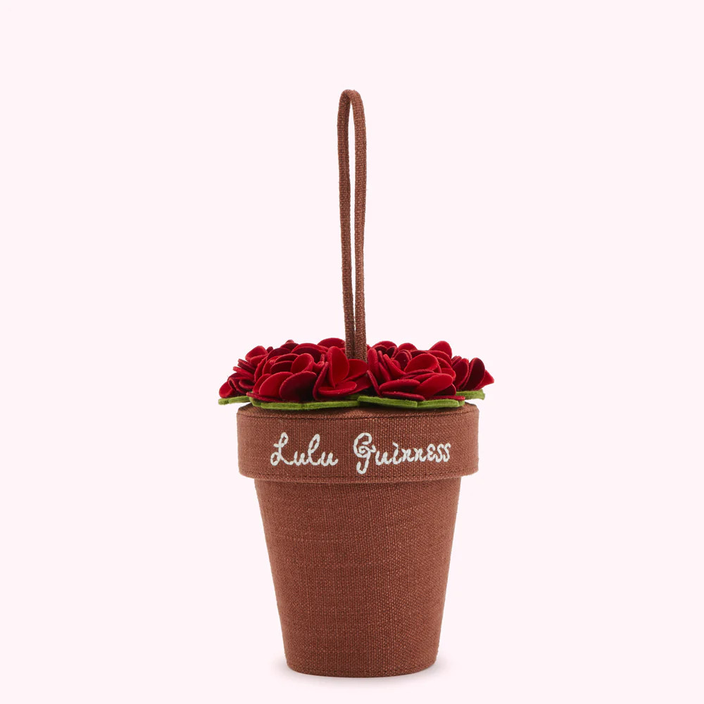 BROWN GERANIUM FLOWER POT BAG | Lulu Guinness (UK)