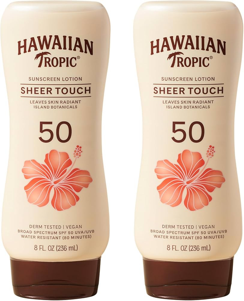 Hawaiian Tropic Sheer Touch Ultra Radiance Lotion Sunscreen SPF 50, 8 Fl Oz Twin Pack, Hawaiian T... | Amazon (US)