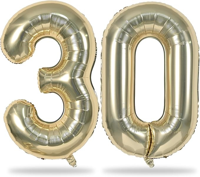 Champagne Gold Number 30 Balloons, 40 Inch Light Gold Foil Number 3 & 0 Balloons for Women, Self ... | Amazon (US)
