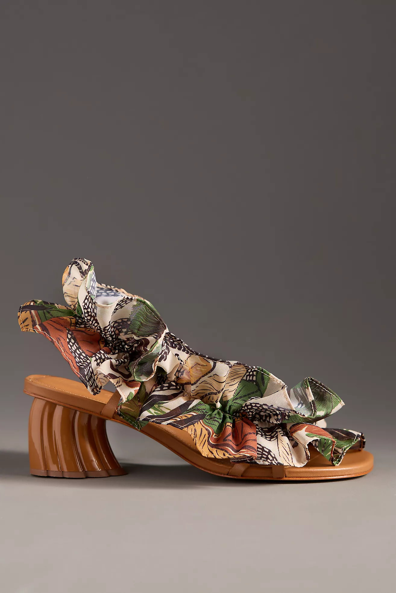 Farm Rio Ruffle Monstera Heeled Sandals | Anthropologie (US)