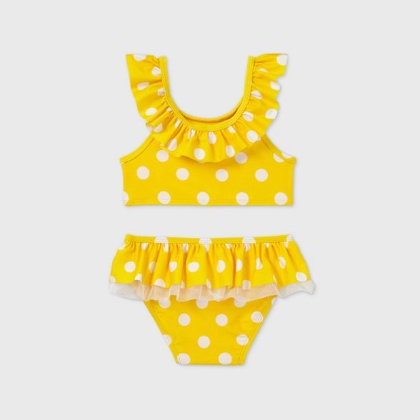 Toddler Girls' 2pc Polka Dot Ruffle Bikini - Cat & Jack™ Yellow | Target