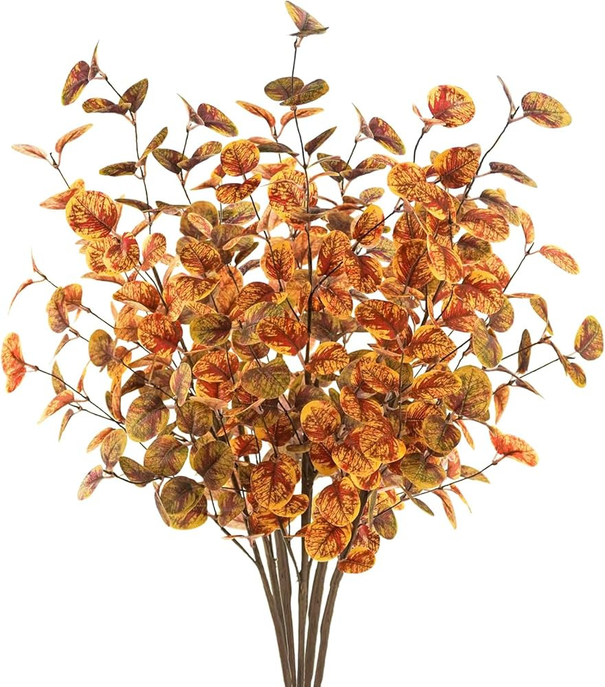 6pcs Artificial Fall Eucalyptus Leaves Stems 30" Faux Fall Leaf Fall Branches Autumn Decorations ... | Amazon (US)