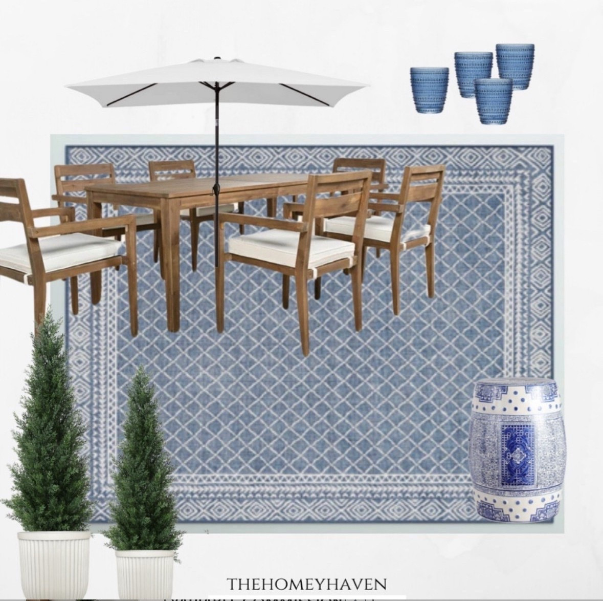Love pretty blue and white in an outdoor space for summer!

Outdoor dining set
Outdoor furniture 
Outdoor table 
Patio furniture
Way day sale 
Amazon home
Amazon finds 
Amazon 
Planters 
Umbrella 
Front porch 
Spring refresh
Spring break outfit
Living room decor
Blue and white decor 
Home 
Home decor
Summer home
Summer home decor
Wreath
Faux plants 
Outdoor rugs 
Area rugs 

