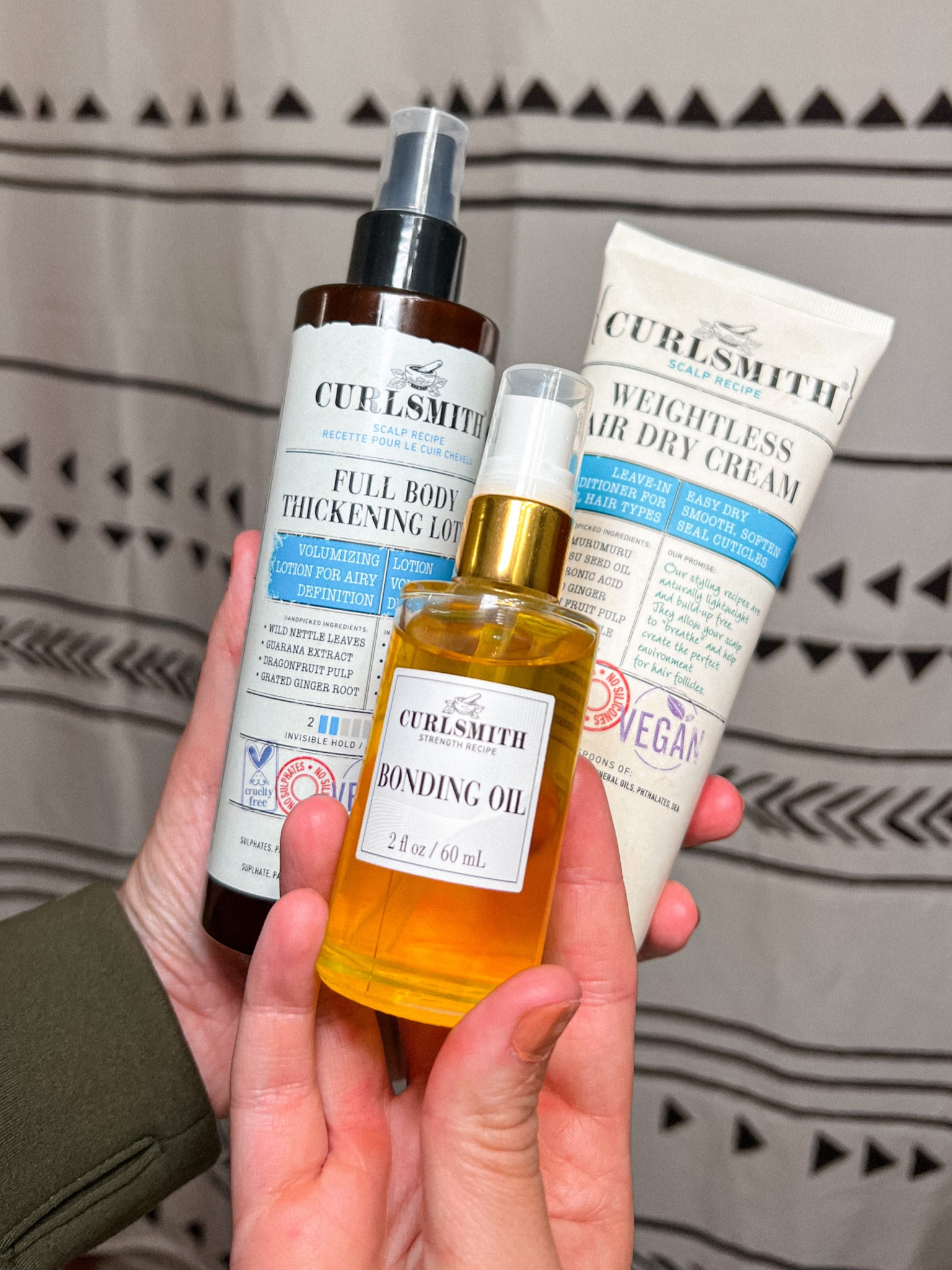 3 of my favorite products I use before and after diffusing my 3b type hair. The Weightless Air Dry Cream goes on all over and Full Body Thickening Lotion gets scrunched into roots before diffusing. The bonding oil goes on afterwards and I smooth it over the bottom half of my hair to lock in the moisture and leave my curls feeling so soft. 

#LTKbeauty #LTKstyletip