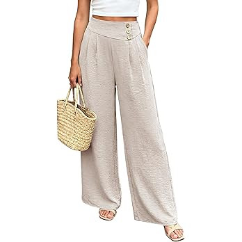 Wide Leg Palazzo Pants for Women Dressy High Waisted Summer Flowy Lounge Pant 2026 Beach Vacation... | Amazon (US)