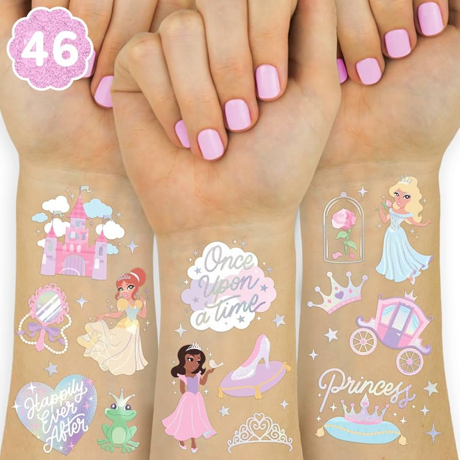 xo, Fetti Princess Party Temporary Tattoos - 46 Styles | Unircorn Birthday Decorations, Girl Baby... | Amazon (US)
