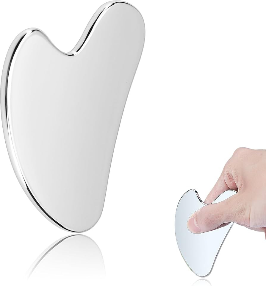 Gua Sha Edelstahl, Gua Sha Stein Gesichtswerkzeug, Guasha Scraping Massage Tool, Metall Lymphdrai... | Amazon (DE)