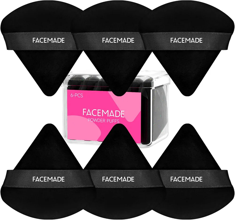 FACEMADE 6 Pieces Face Powder Puff with a Travel Case, Soft Makeup Puff with a Container, Triangl... | Amazon (US)