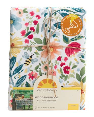 60x84 Floral Pattern Indoor Outdoor Tablecloth | TJ Maxx