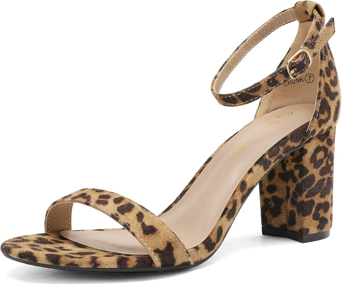 DREAM PAIRS Women's Chunk Low Heel Pump Sandals | Amazon (US)