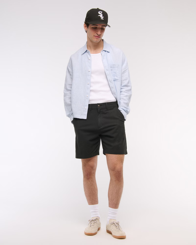 Linen-Blend Plainfront Short | Abercrombie & Fitch (US)