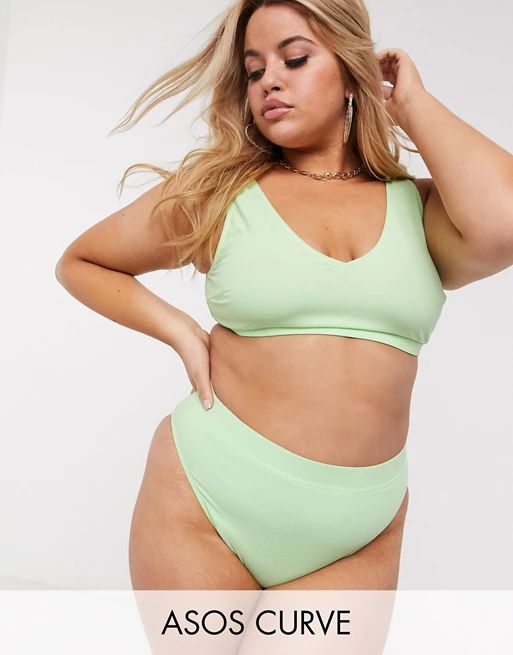 ASOS DESIGN curve mix and match bikini set in mint green | ASOS (Global)