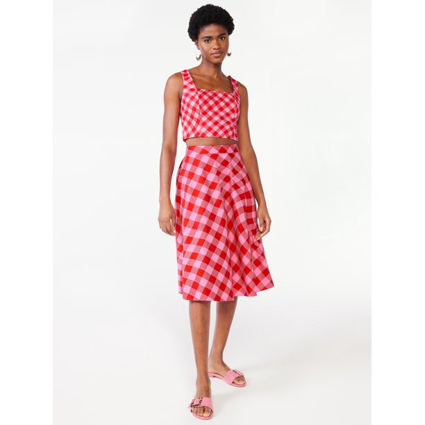 Scoop Women's Square Neck Fitted Poplin Crop Top, Sizes XS-XXL | Walmart (US)