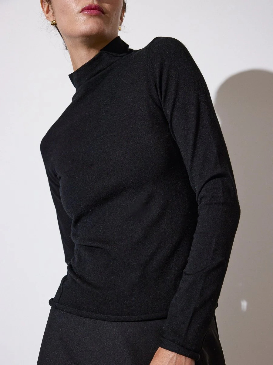 Brochu Walker | Women's Anika Mock Neck Top in Black Onyx | Brochu Walker