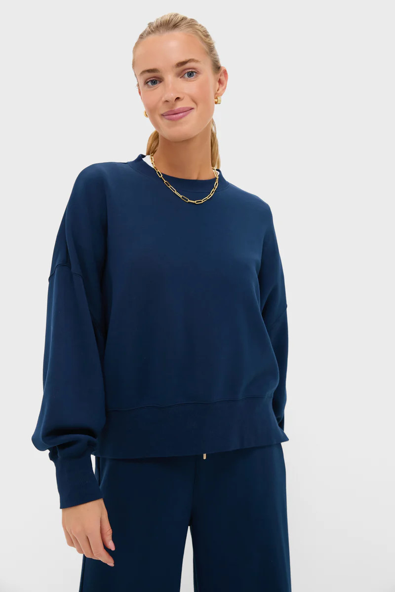Navy Cropped Comfort Stretch Oliver Pullover | Tuckernuck (US)